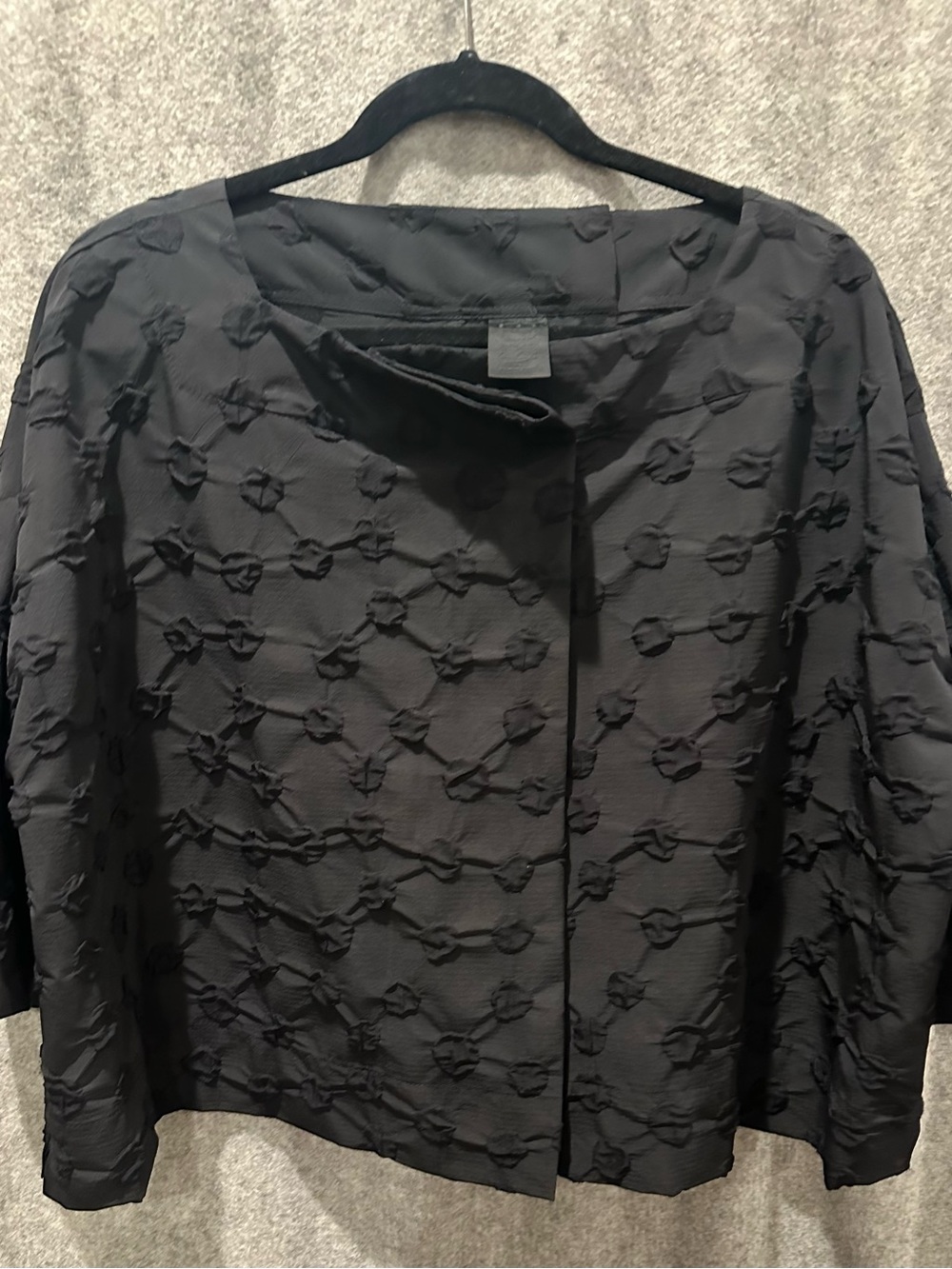 Kedem Sasson Black Textured Jacquard Cropped Jacket Avant Garde Lagenlook